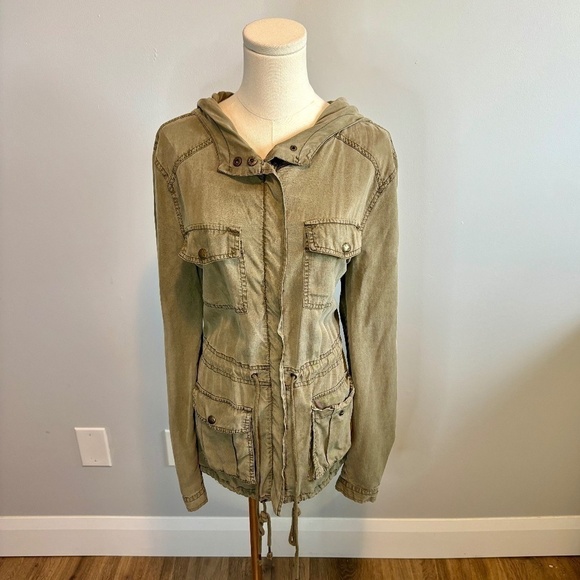 Dex Women's Hooded Utility Jacket Khaki Green SZ M - Picture 1 of 9